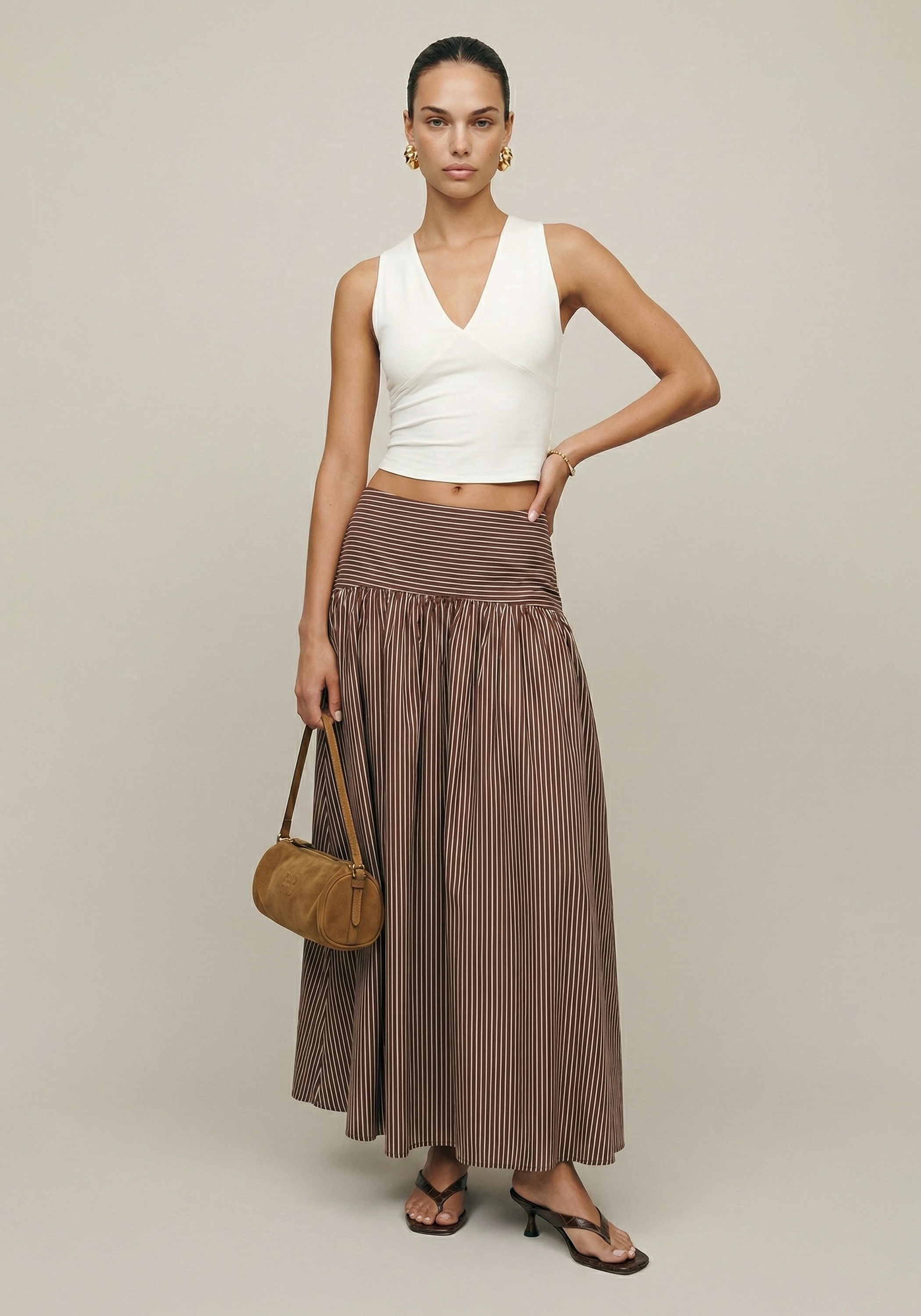 Few Moda | Vashti Skirt - Coffee Stripe / 6 Few Moda | Vashti Skirt - Coffee Stripe / 6