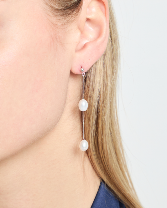 Floating Pearl Drop Earrings