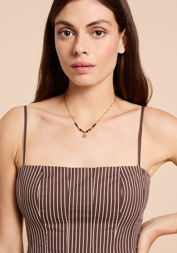 Sunkissed Beaded Pendant Necklace