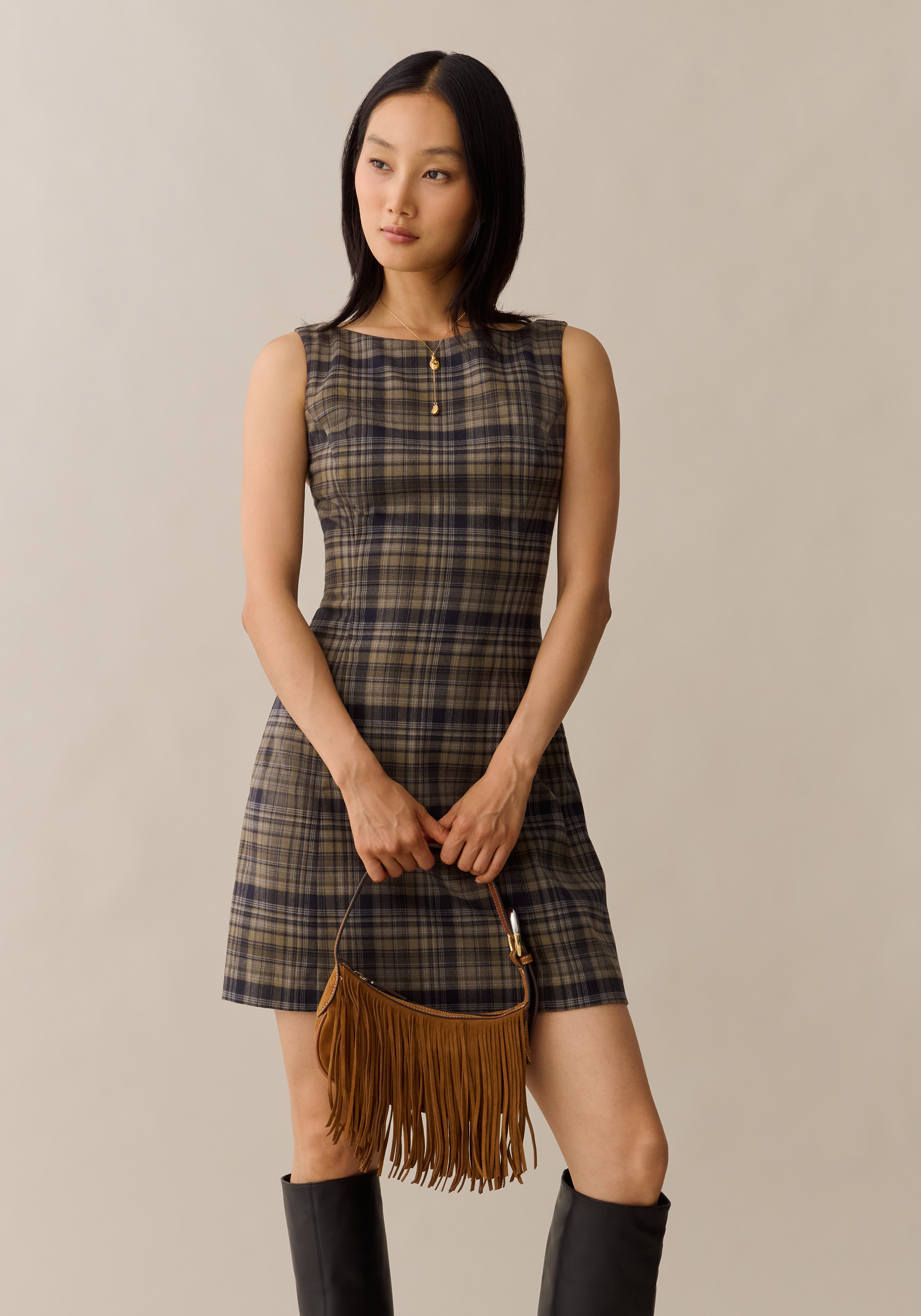 mini dress plaid Few Moda | Aspen Mini Dress