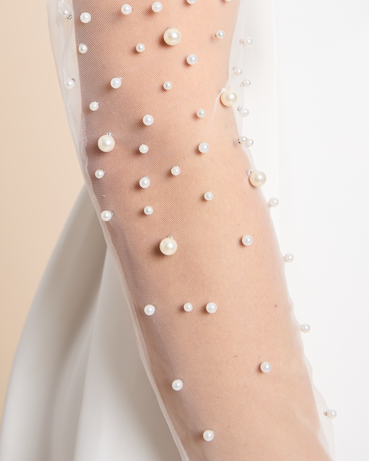 Pearl Long Bridal Gloves