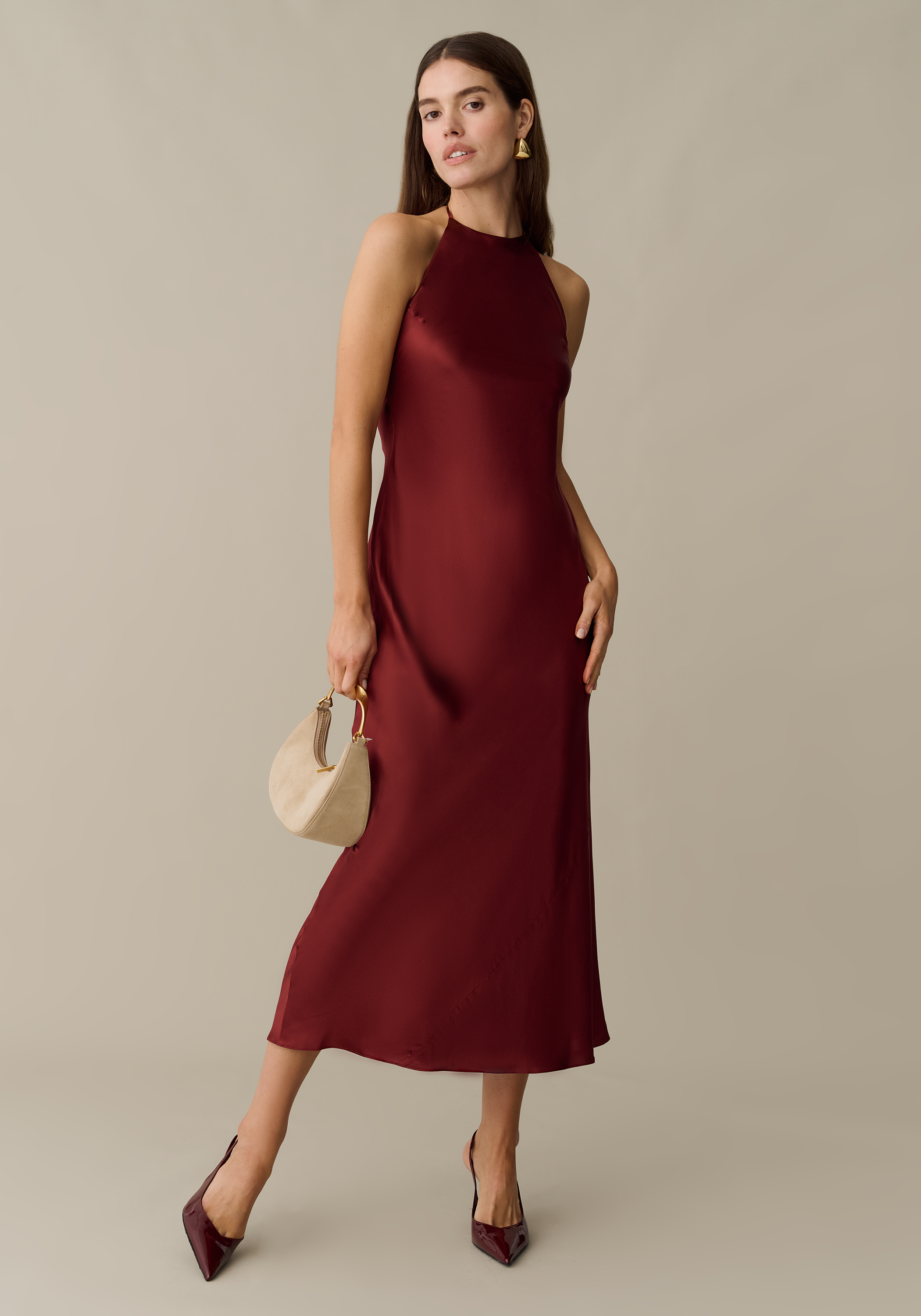 red silk dress reformation Reformation Bryn Silk Dress in Red
