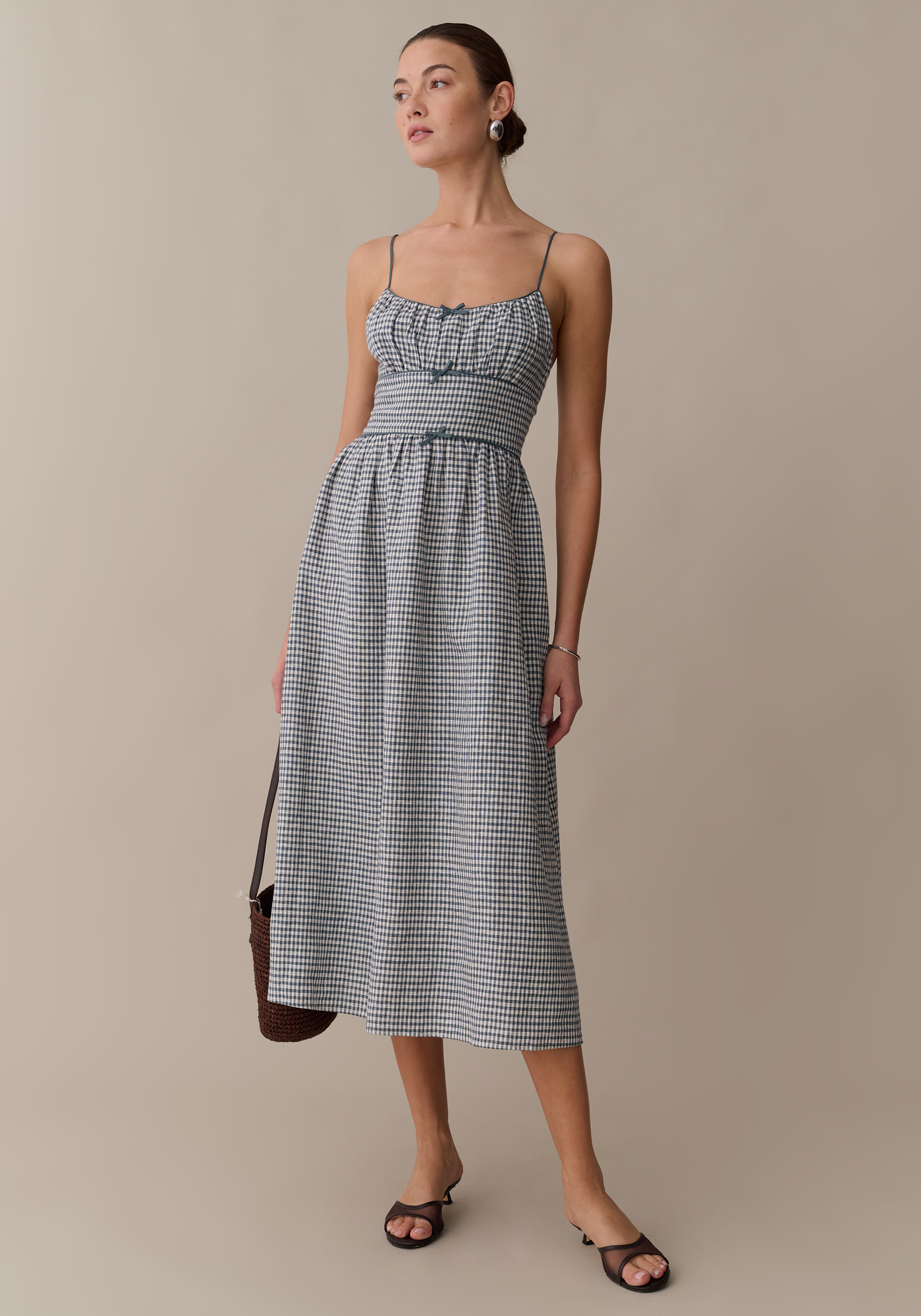 Few Moda | Darya Linen Dress - Teal Gingham / XS Few Moda | Darya Linen Dress - Teal Gingham / XS