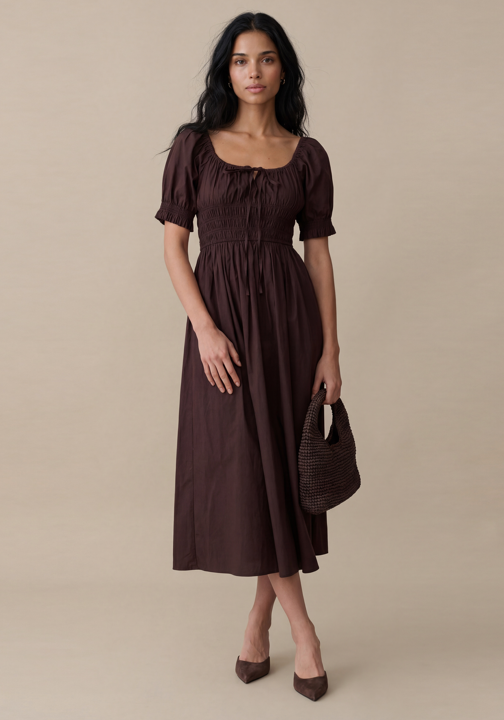 Few Moda | Fenella Cotton Dress - Dark Coffee / XL Few Moda | Fenella Cotton Dress - Dark Coffee / XL