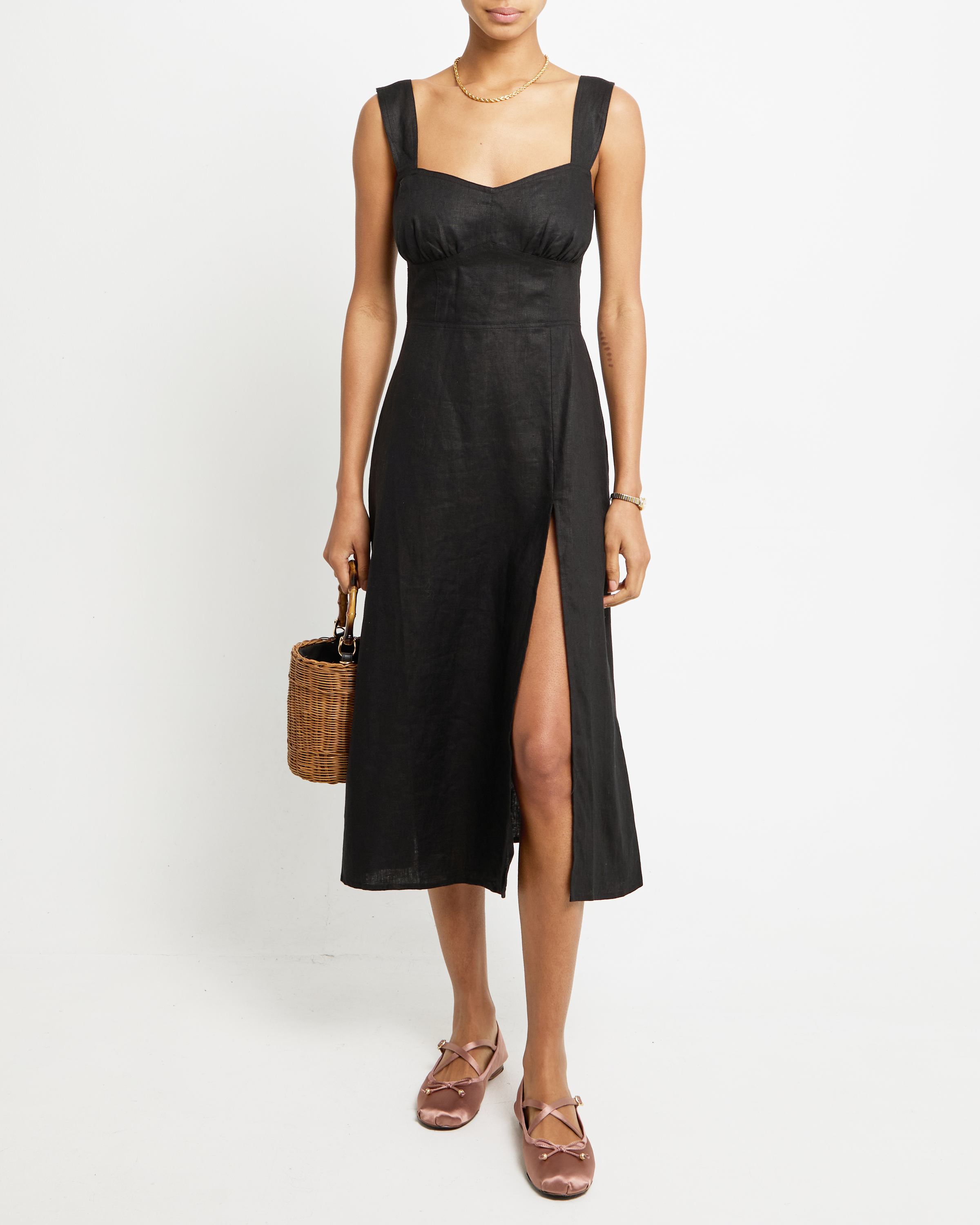 O.P.T Sleeveless Linen Midi Dress O.P.T Sleeveless Linen Midi Dress