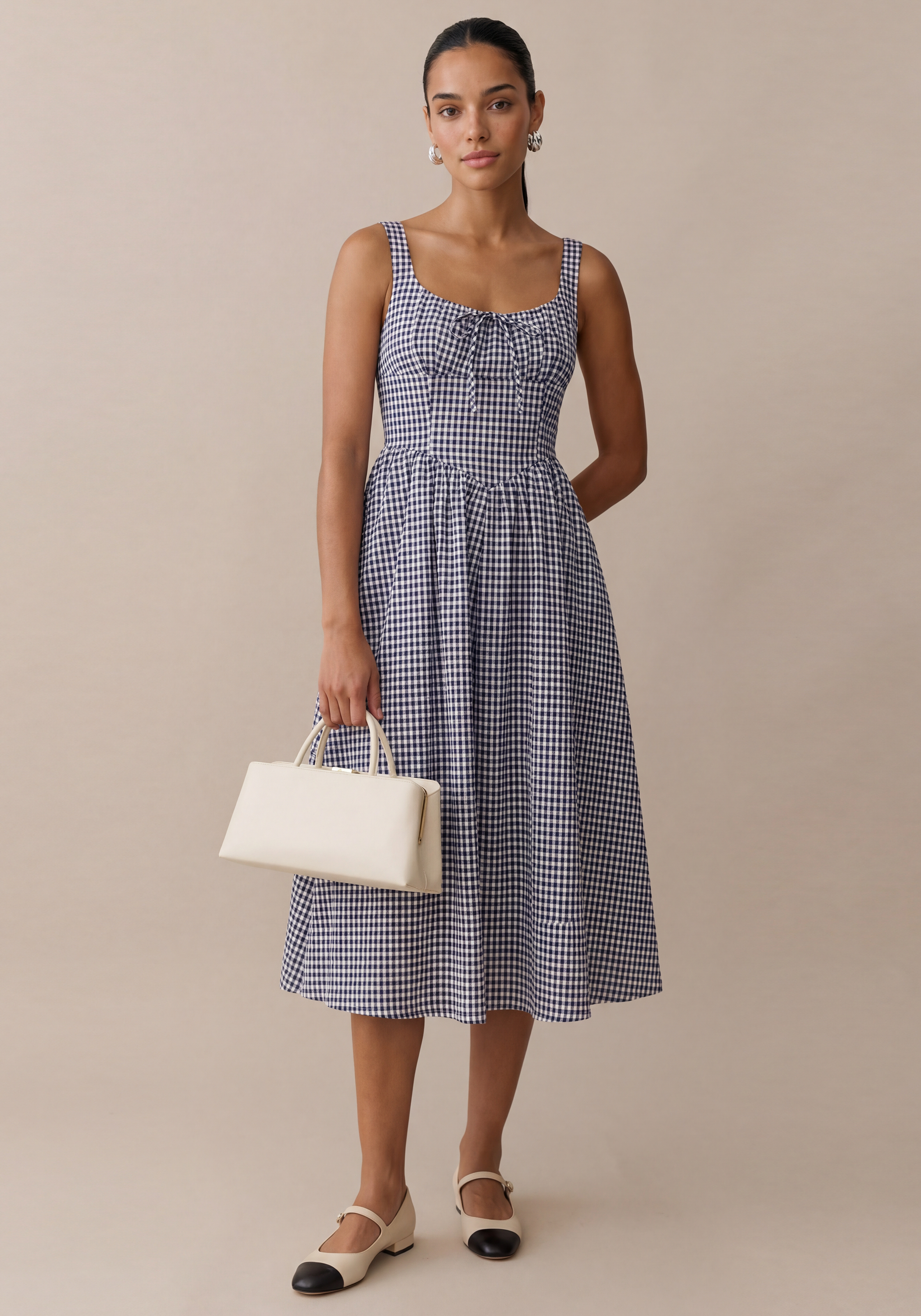 Few Moda | Chiara Linen Dress - NAVY Gingham / 0 Few Moda | Chiara Linen Dress - NAVY Gingham / 0