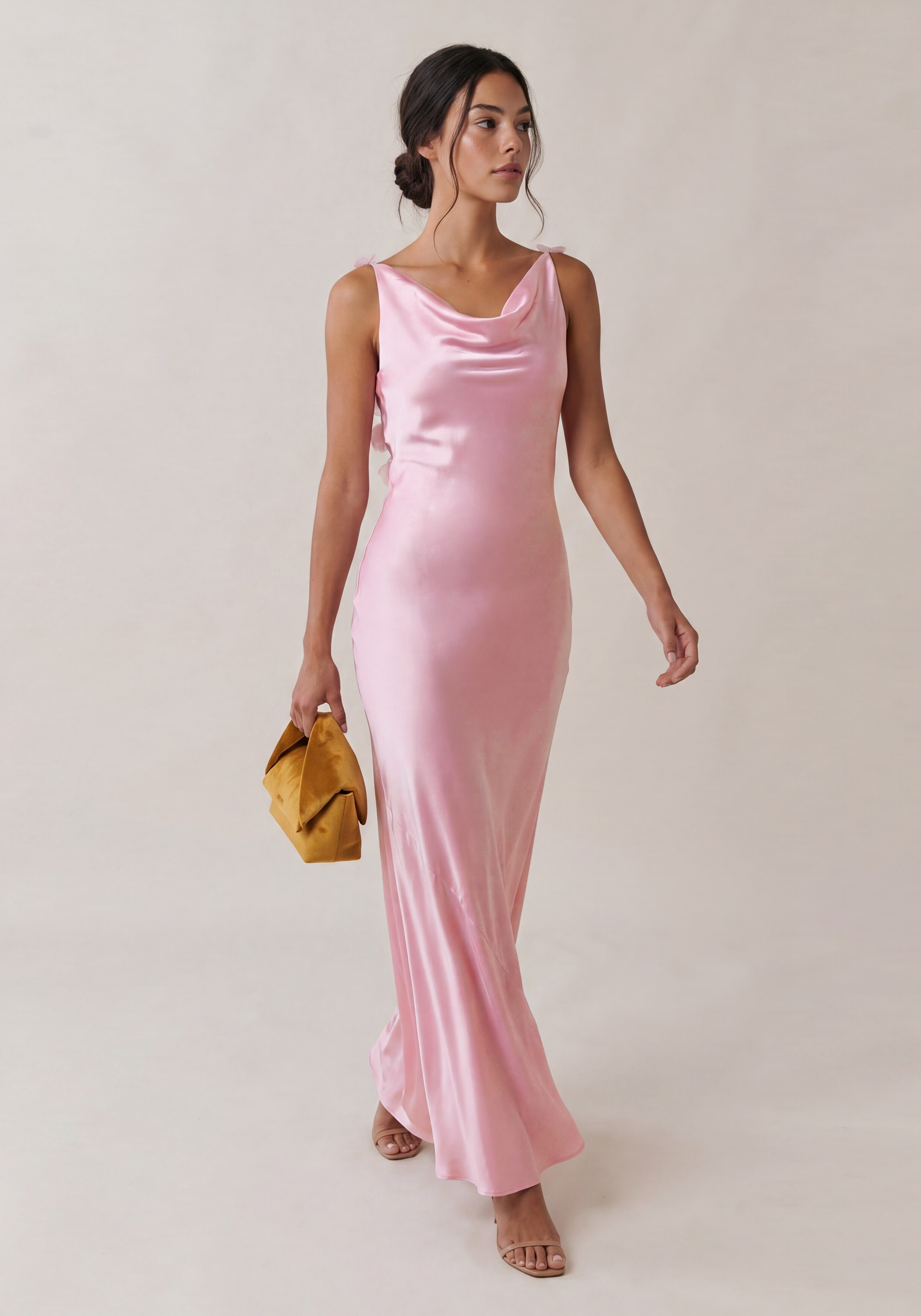 drape pink dress Knit Drape Maxi Dress