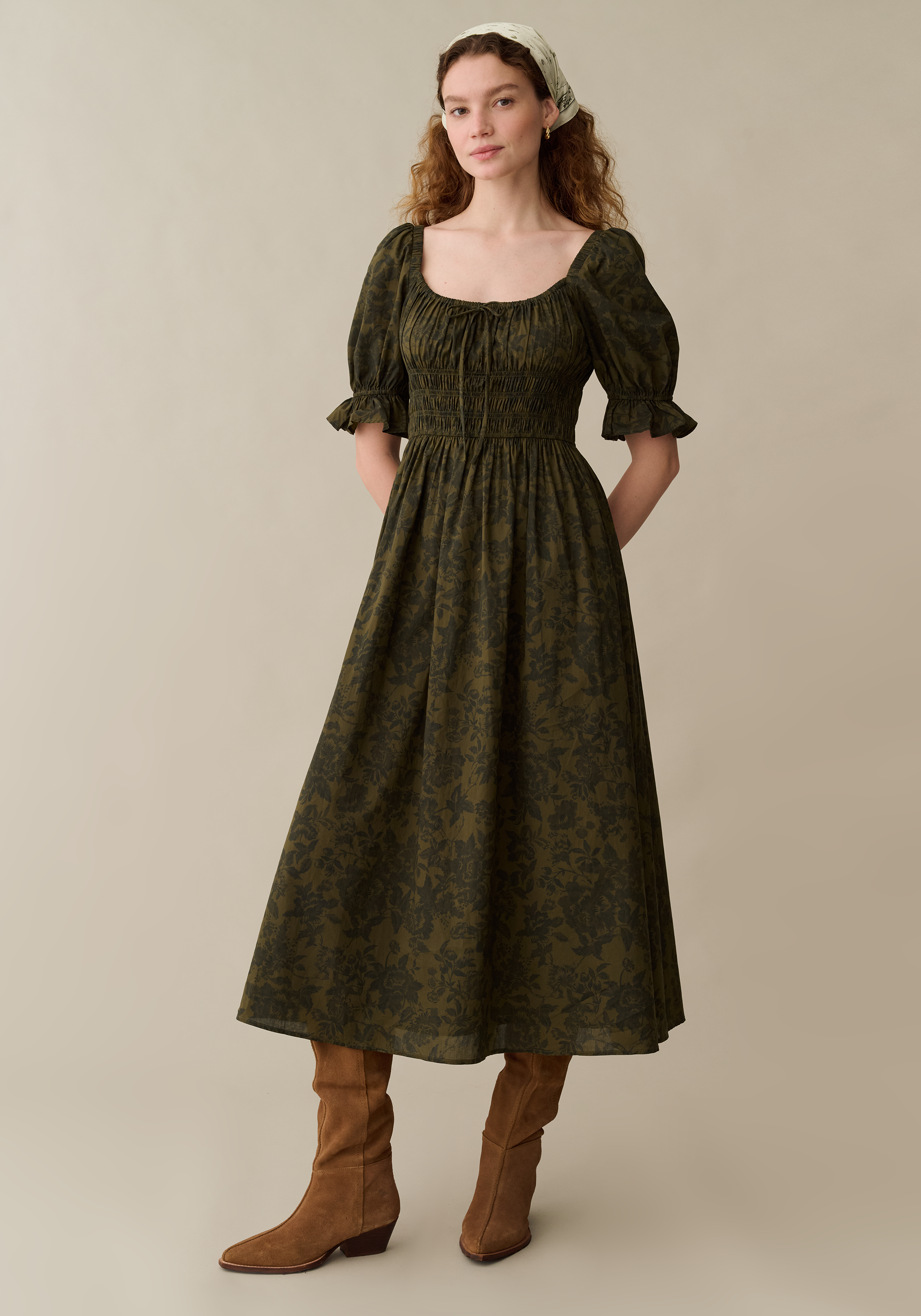 cotton dress elegant Long Dress Eren | Black | XS