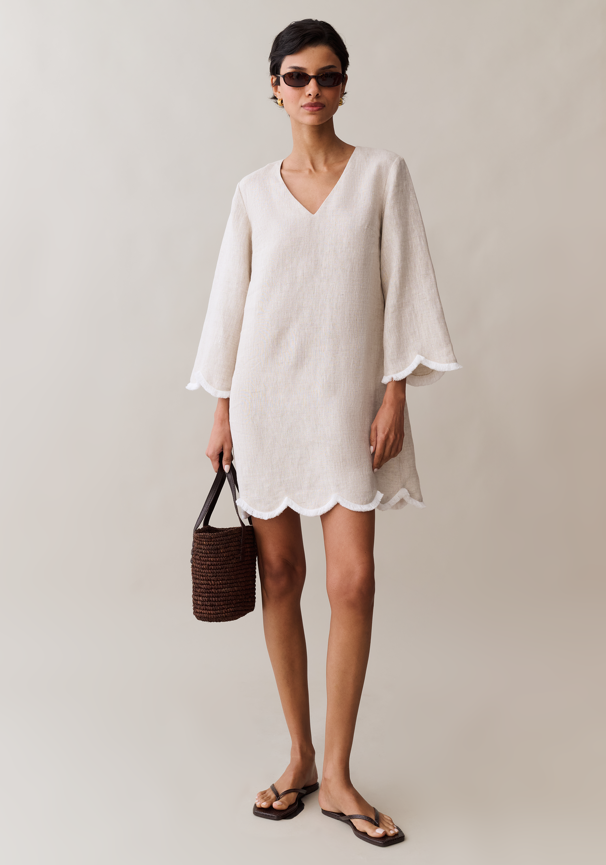 Few Moda | Rebekah Linen Dress - Oatmeal / XS Few Moda | Rebekah Linen Dress - Oatmeal / XS