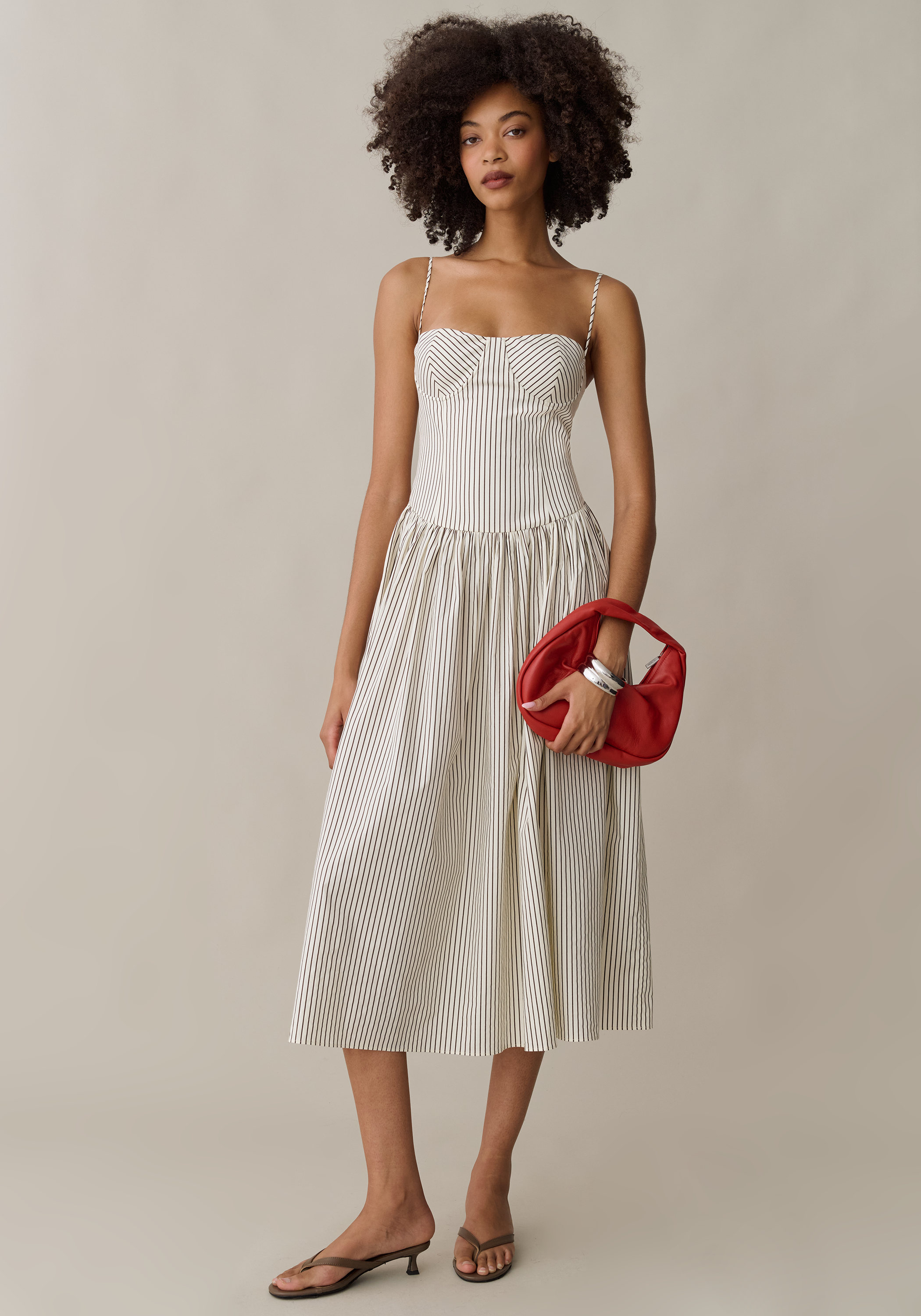 frame cotton dress FRAME Short-Sleeve Gathered Seam Midi Dress