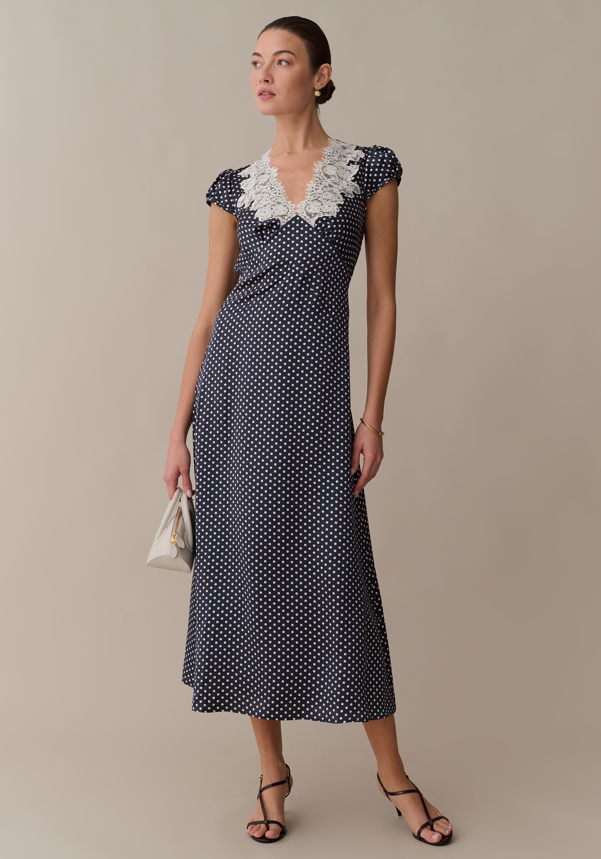 polka dot silk midi dress Nina Ricci Polka Dot silk midi Dress 38