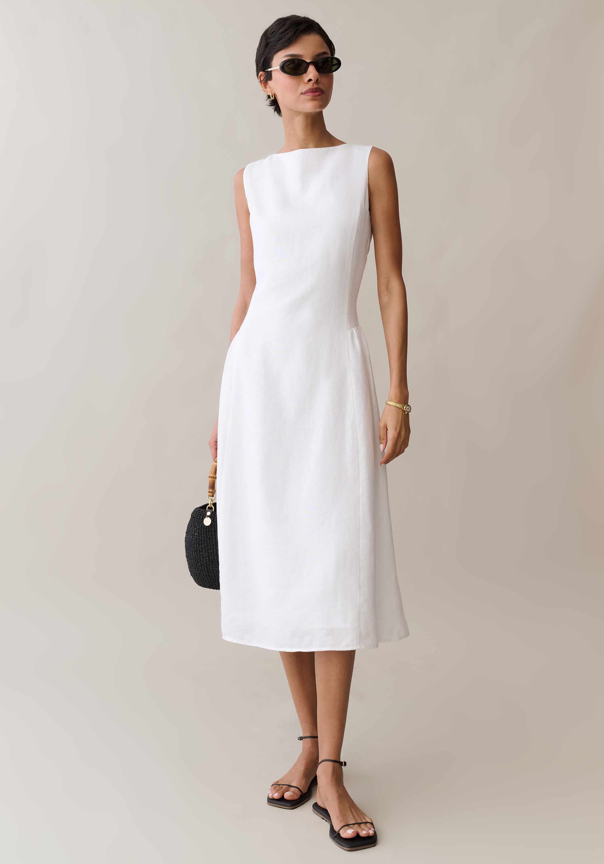 Few Moda | Avalon Linen Dress - White / S Few Moda | Avalon Linen Dress - White / S