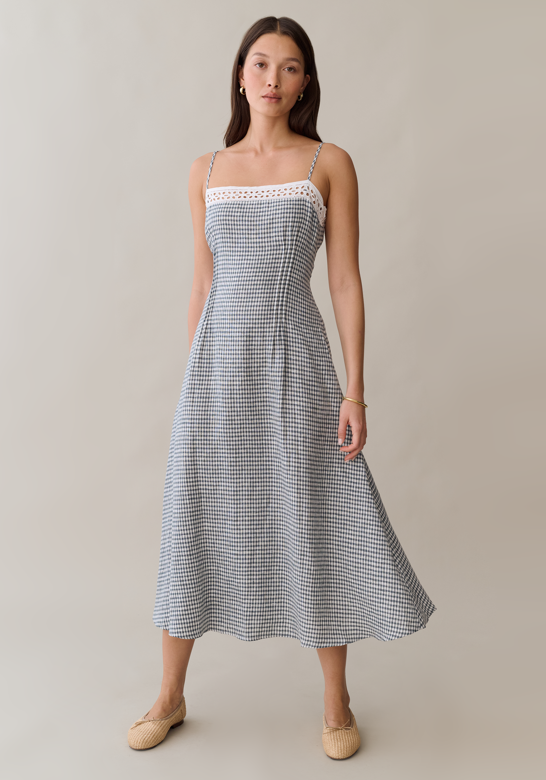 Few Moda | Tanya Linen Dress - Teal Gingham / 10 Few Moda | Tanya Linen Dress - Teal Gingham / 10