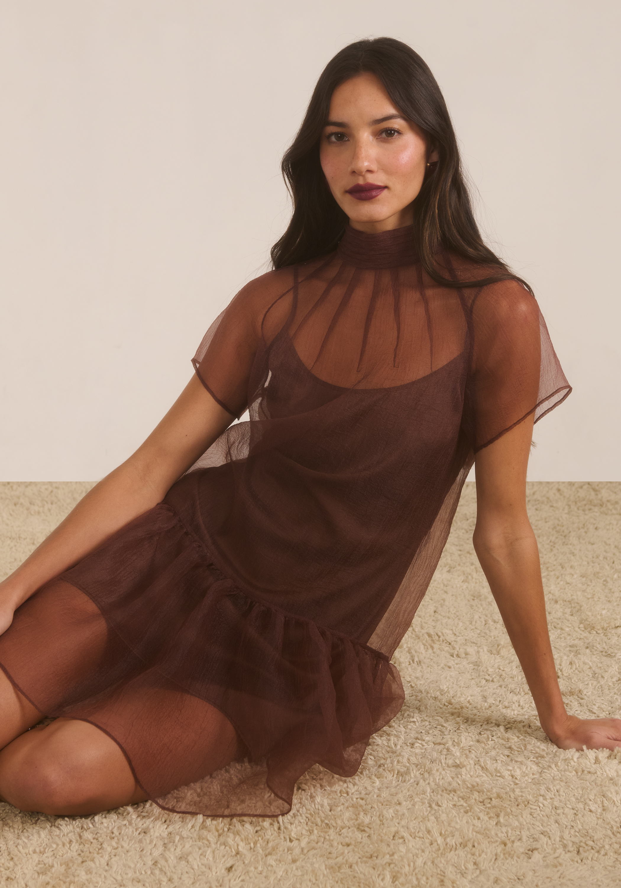 Few Moda | Joni Mini Dress - Dark Maroon / XS Few Moda | Joni Mini Dress - Dark Maroon / XS