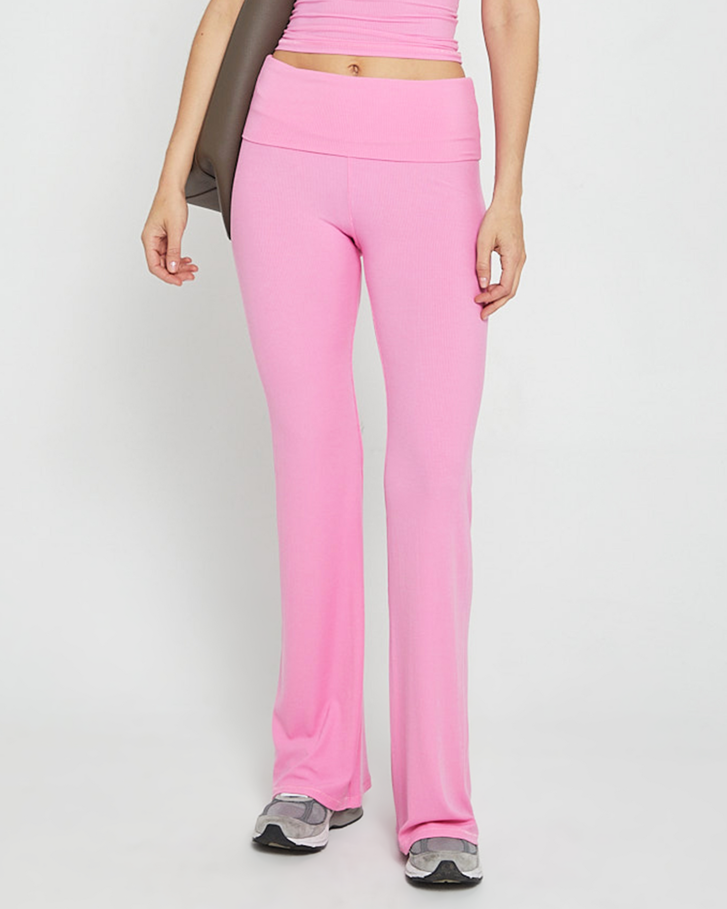 Pink foldover yoga pants hotsell