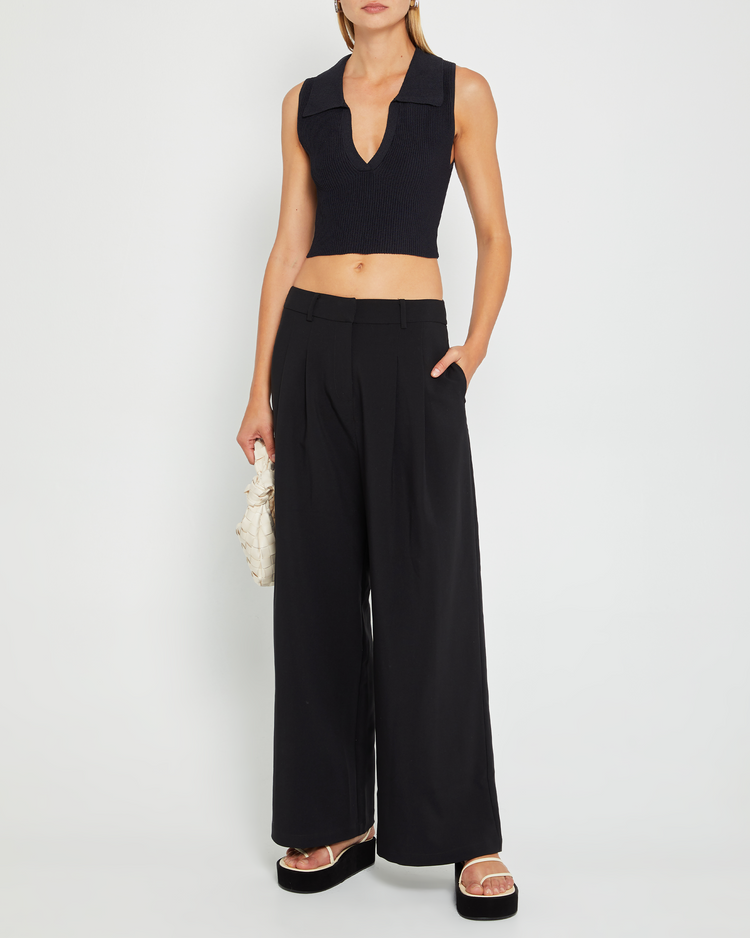 Sculpting Knit Cropped Polo Top