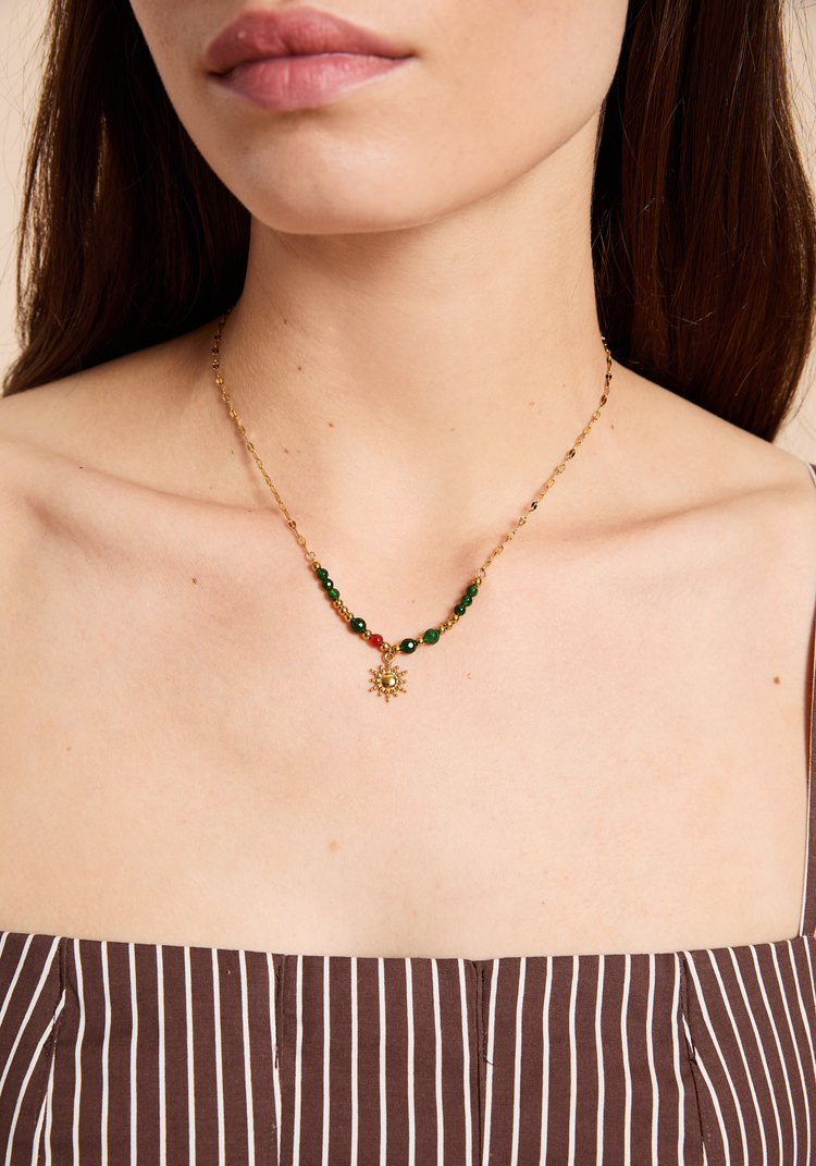 Sunkissed Beaded Pendant Necklace
