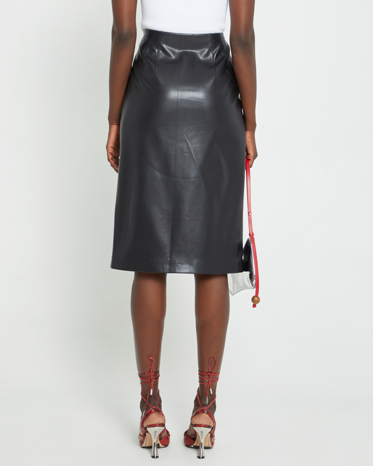 Corey Vegan Leather Midi Skirt