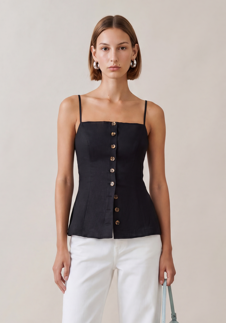 トップス CARLA Lady linen like tops Lady linen like tops（Black） – CARLA