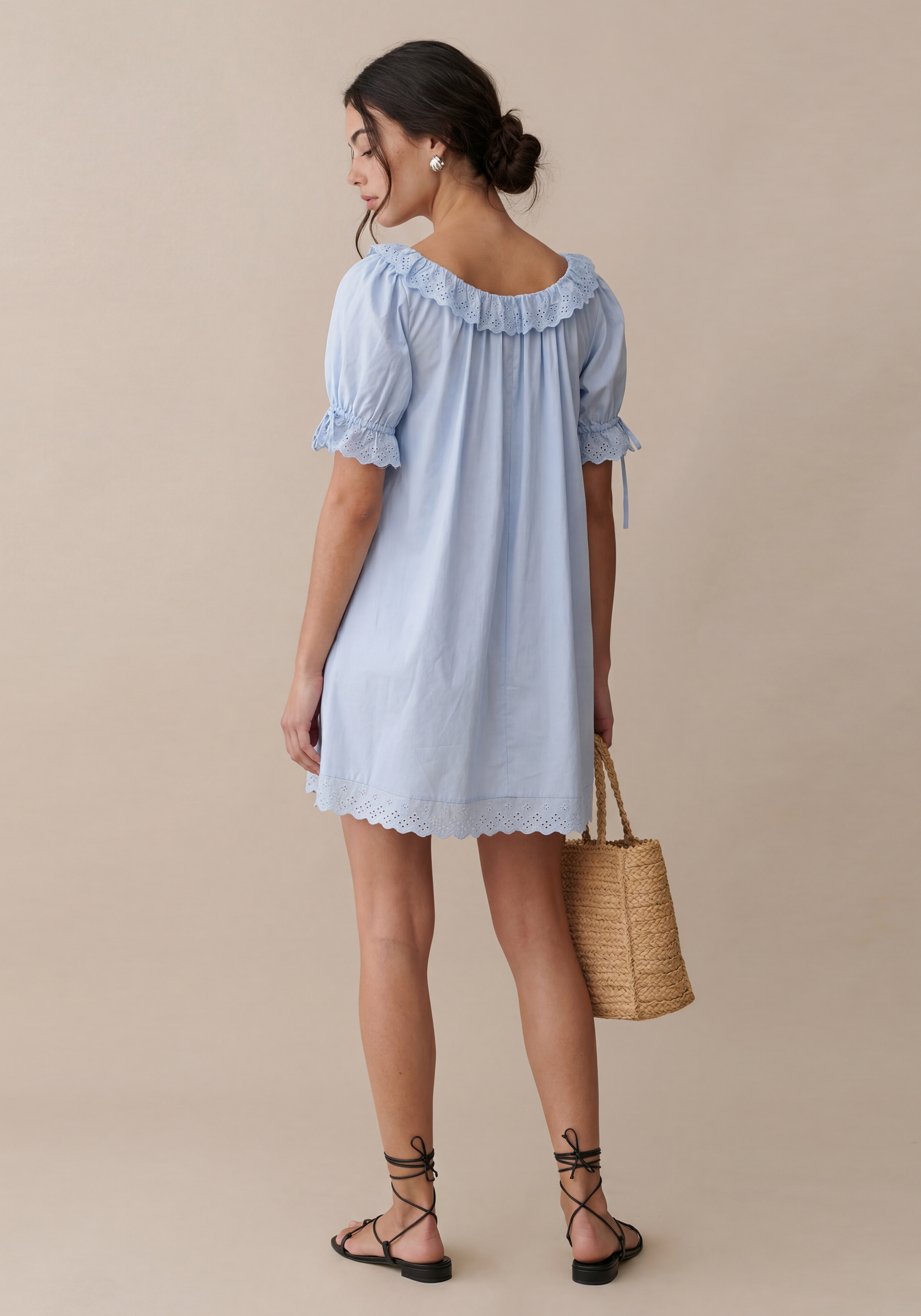cotton lightweight dress Modern Citizen Fei Tie-Front Organic in Dusty Blue at Nordstrom, Size X-Small 100% Polyester Manufactured in China Designed in the USA Model is 58 and wearing size small Few Moda | Juliet Cotton