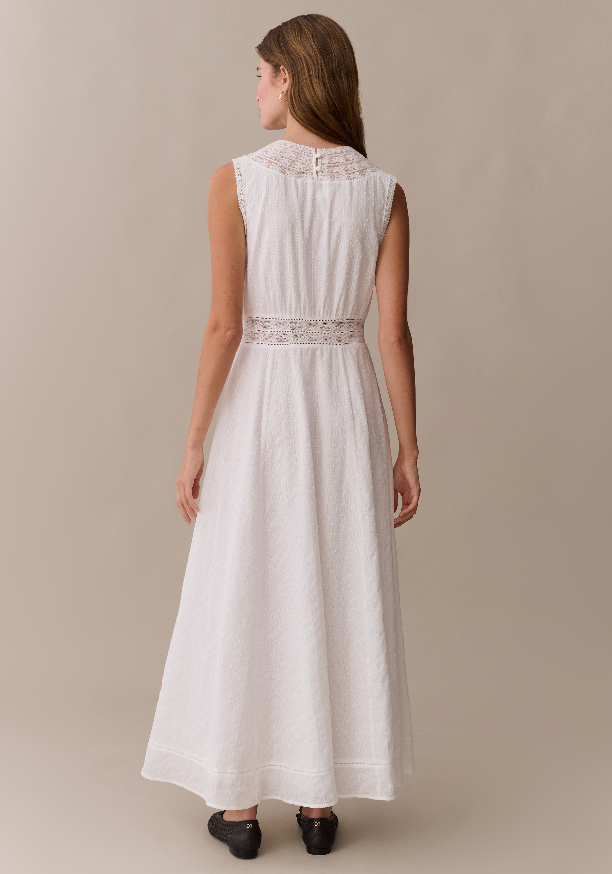 white polished cotton dresses Eyelet Fit & Flare Dress | Cotton (Star White)