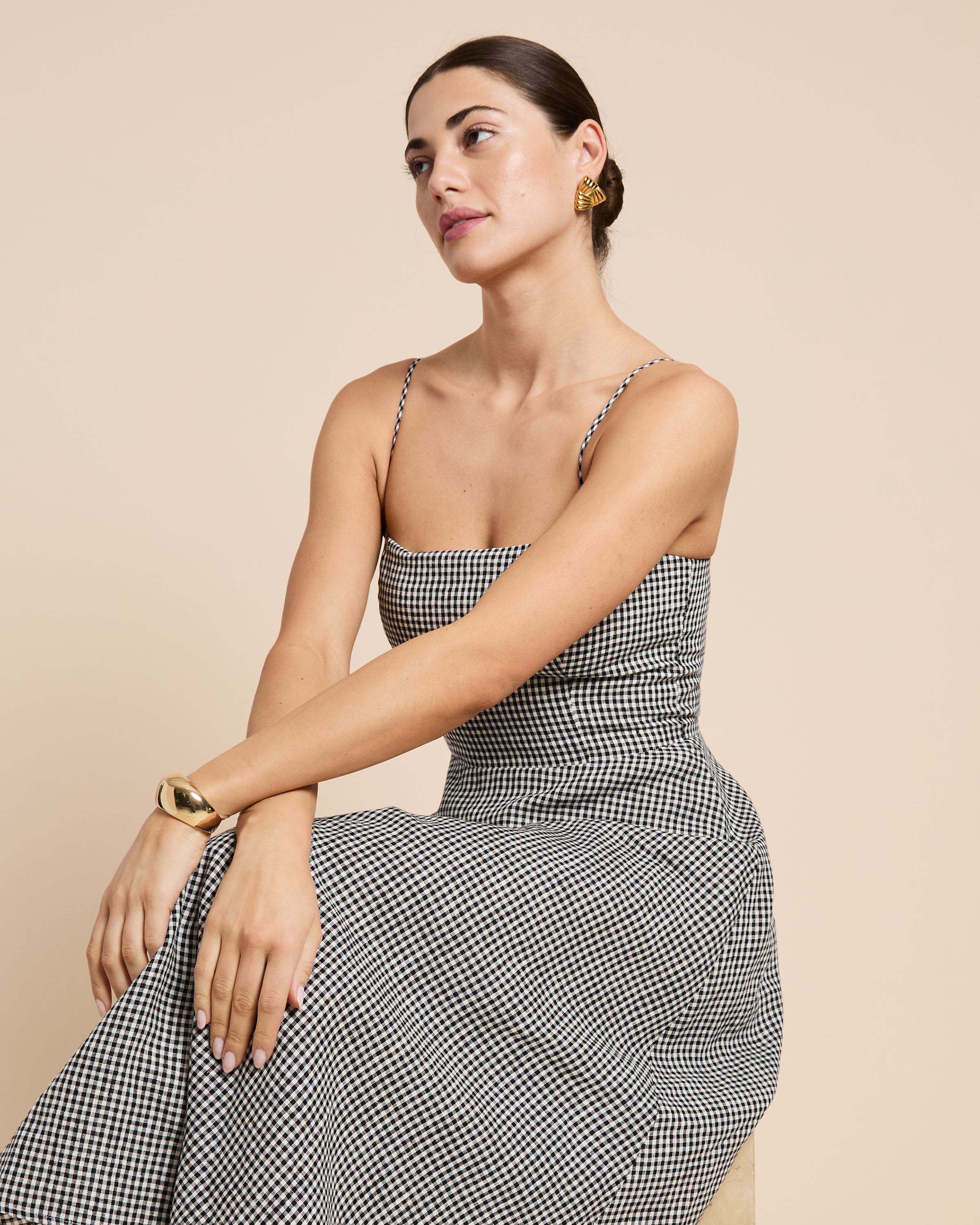 gingham dress linen Boden Women's Arabella Linen Blend Dress in Blue