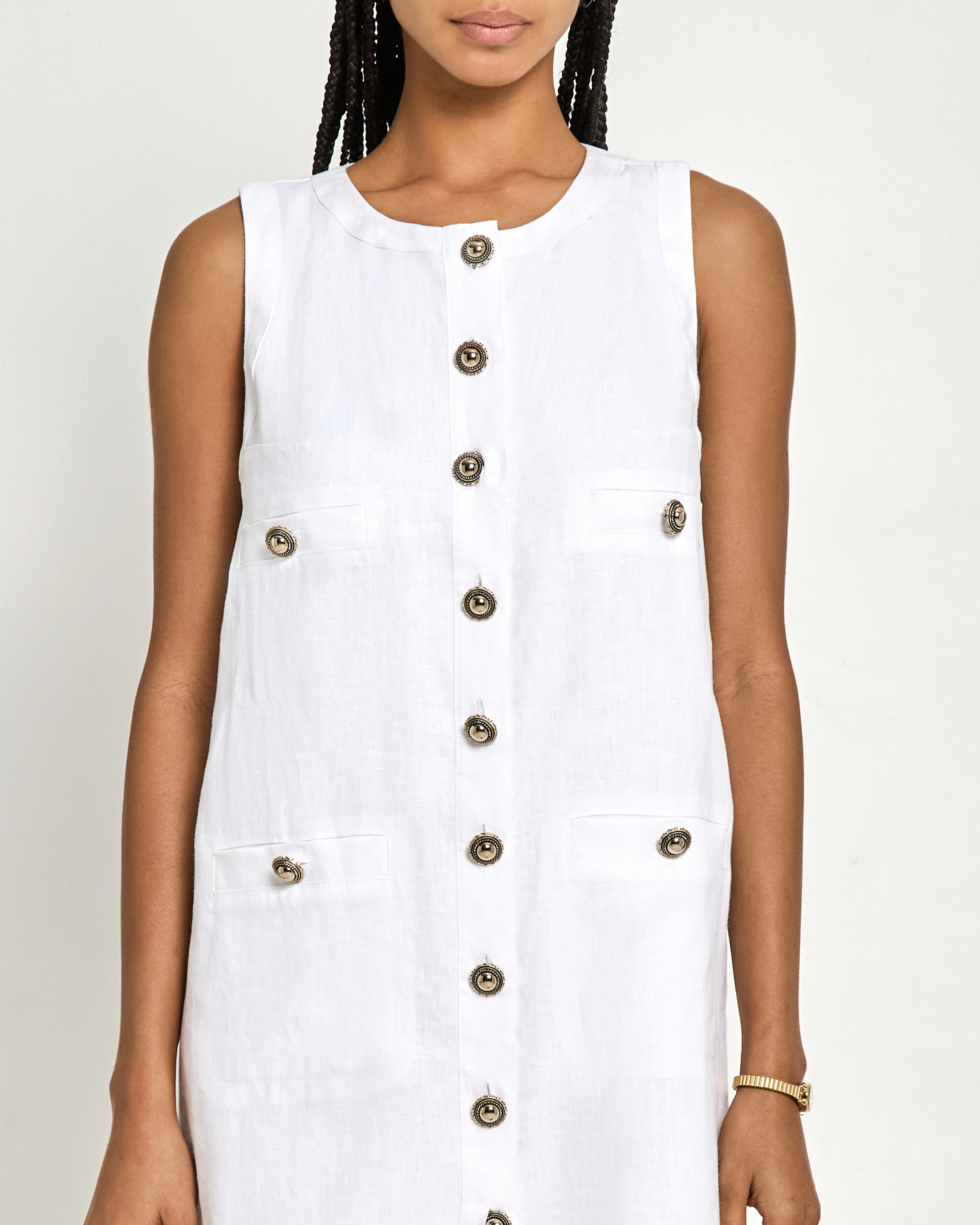 Few Moda | Celine Linen Dress - White / 10 Few Moda | Celine Linen Dress - White / 10