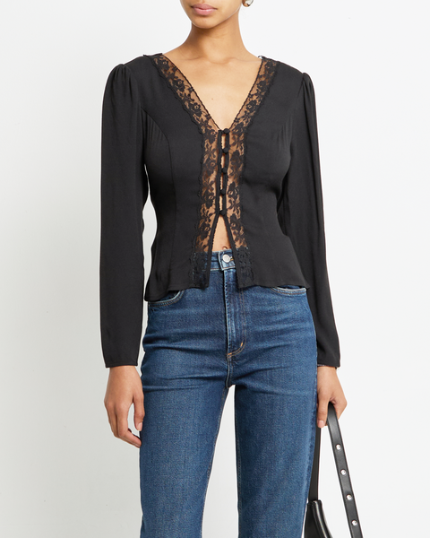 Ameri　COMBINATION LACE TOP BLACK COMBINATION LACE TOP