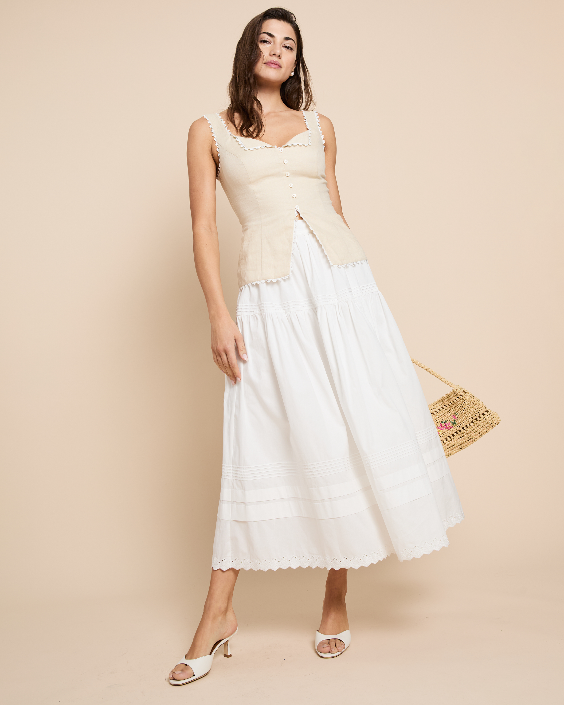 cotton skirts and dresses Serena Light Blue Cotton Maxi Skirt, Large
