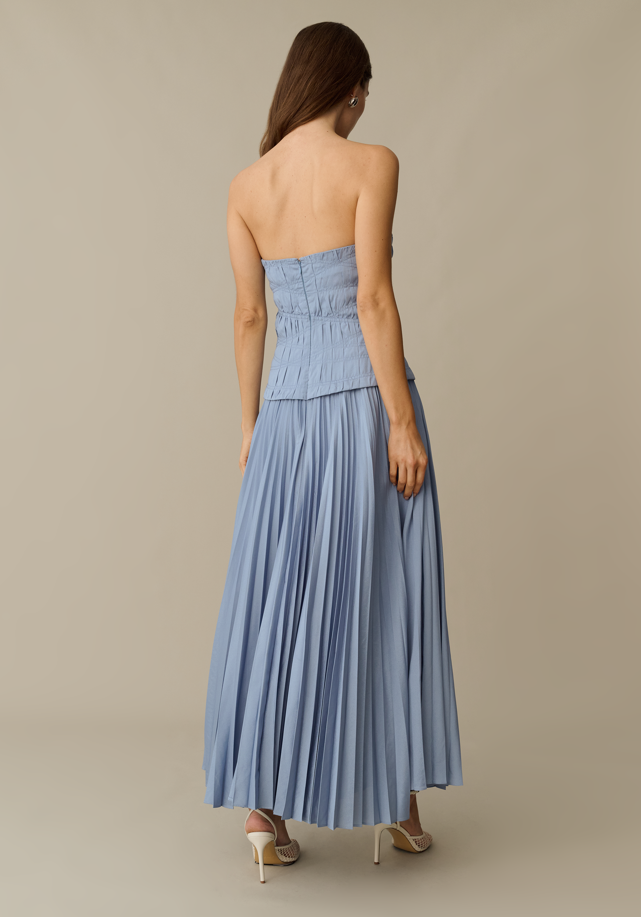 ada maxi dress Pink Strappy Pleated Maxi Ada Dress XXS