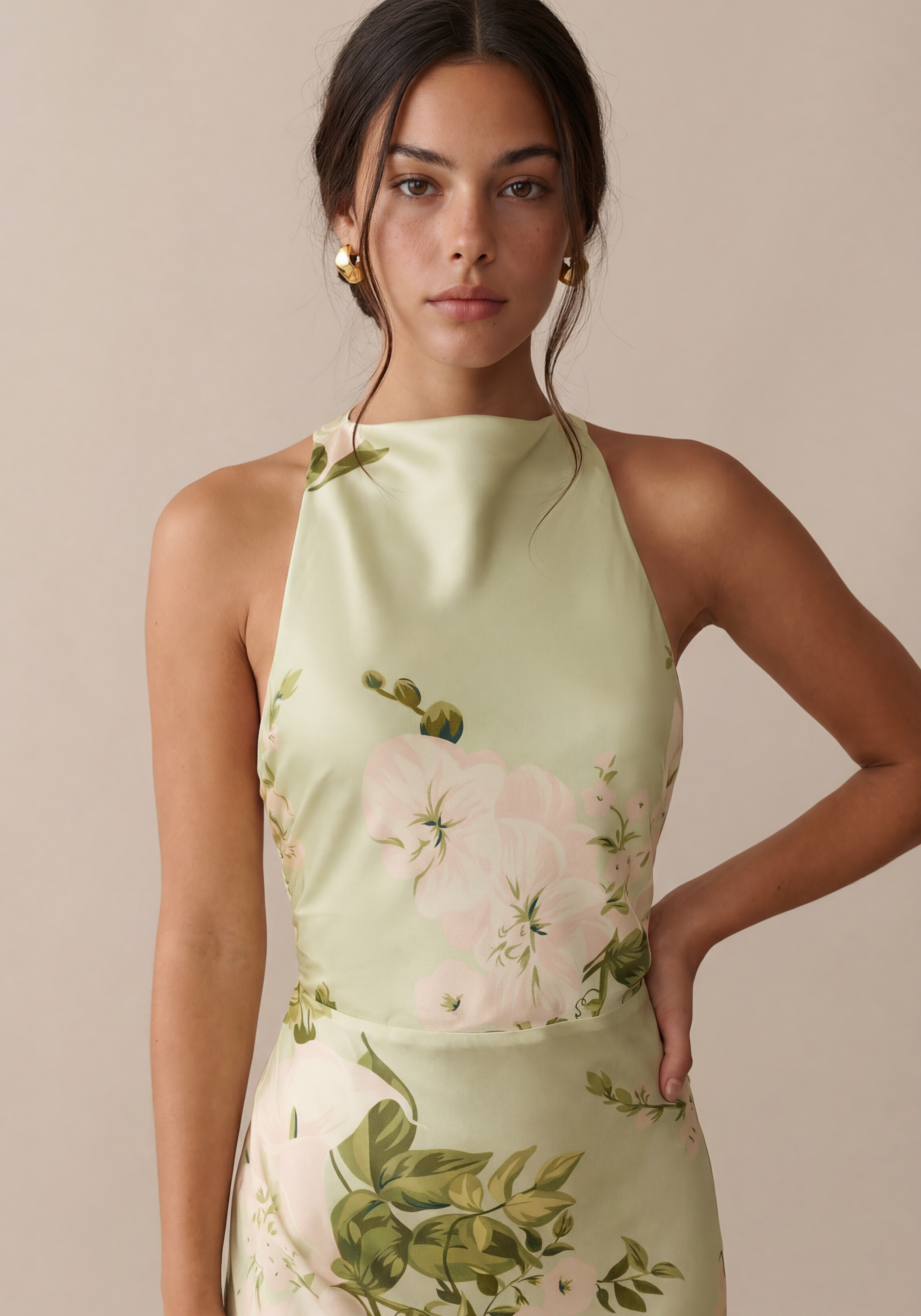 Few Moda | Roslyn Silk Dress - Mint Blossom / XL Few Moda | Roslyn Silk Dress - Mint Blossom / XL