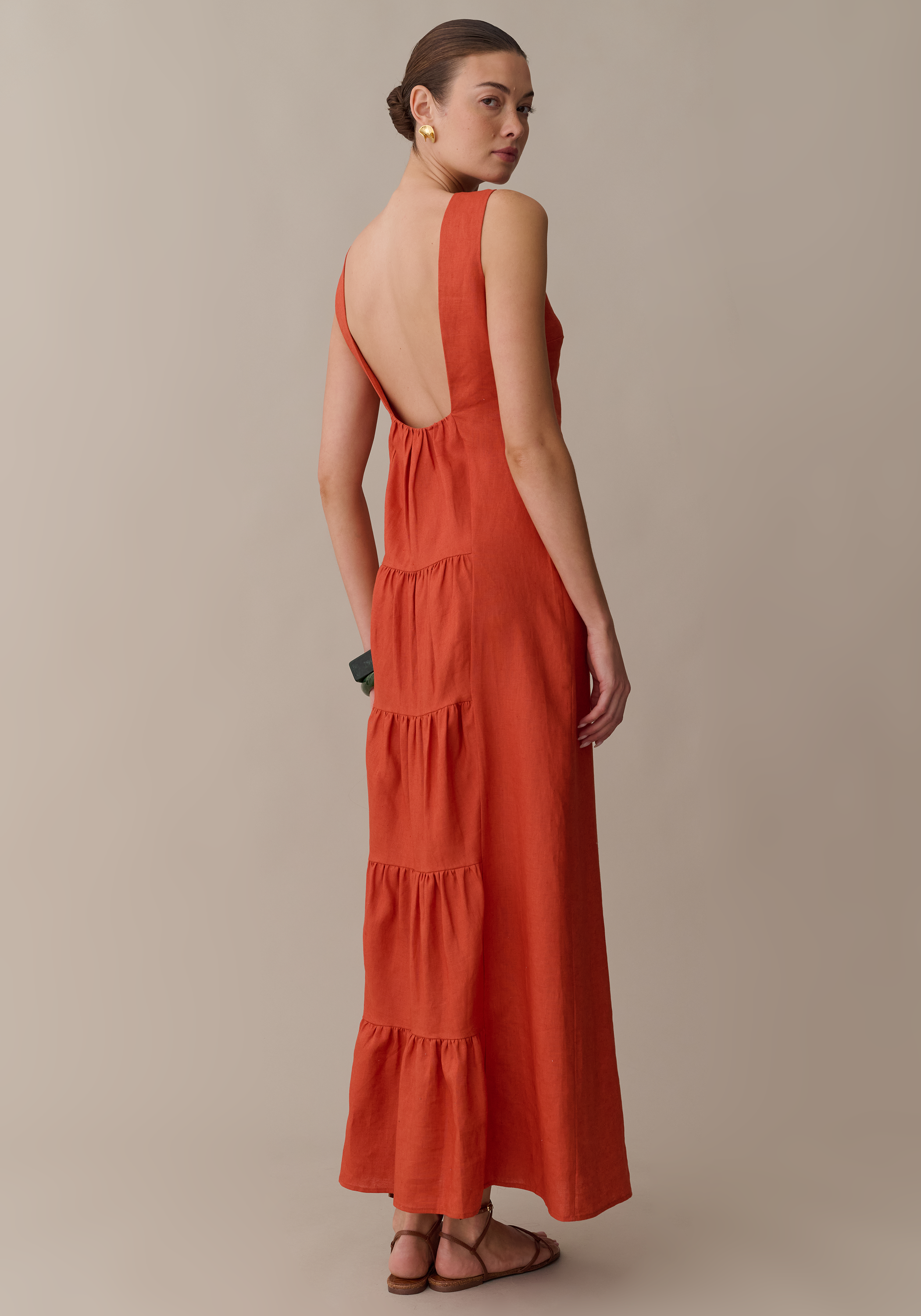 orange linen dress Few Moda | Coast Linen Dress