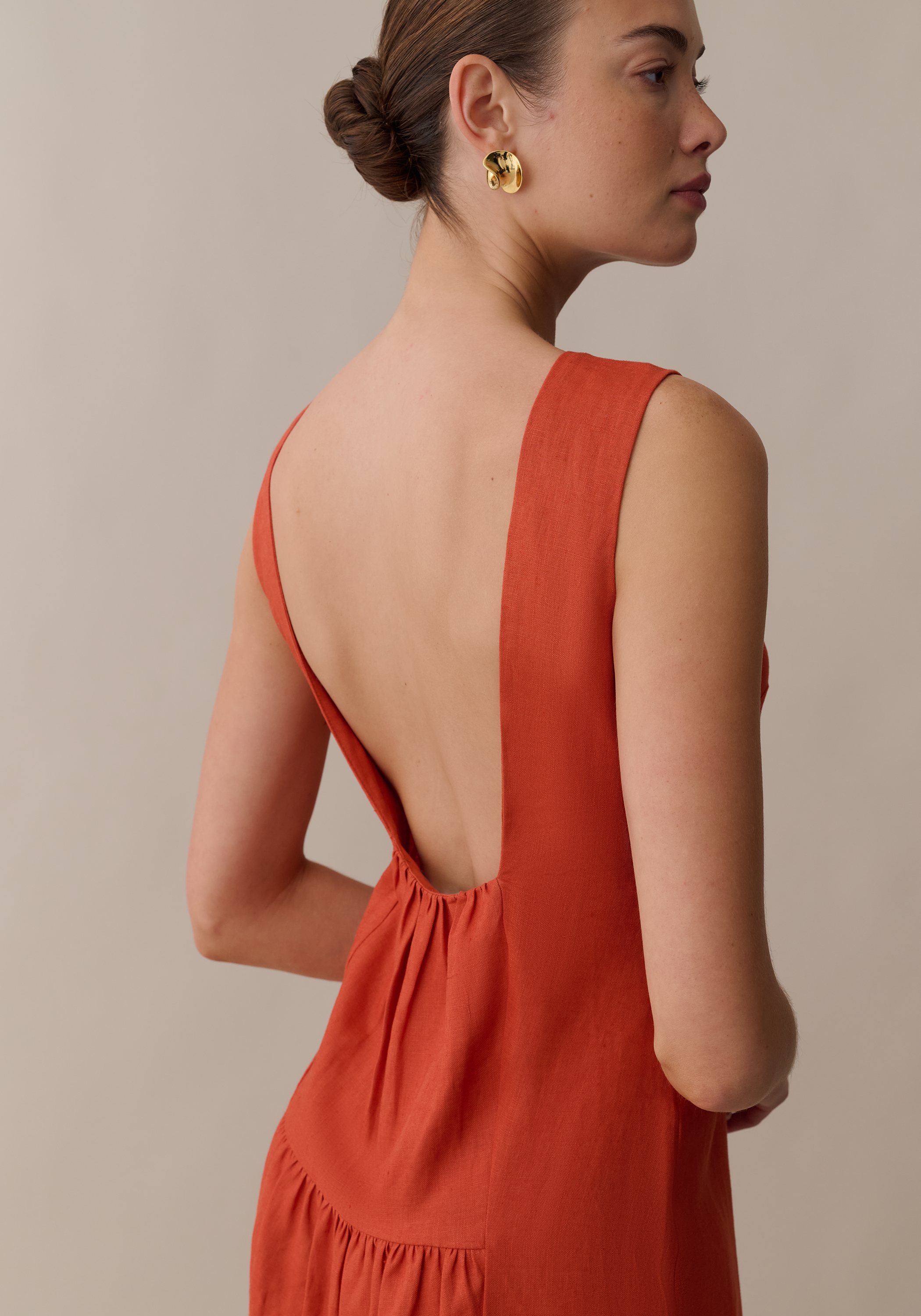 orange linen dress Few Moda | Coast Linen Dress