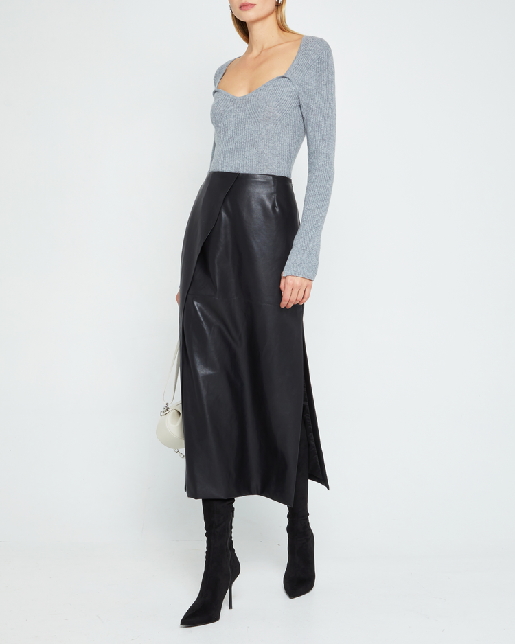 Isle Vegan Leather Midi Skirt