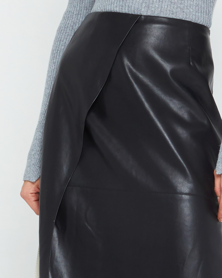 Isle Vegan Leather Midi Skirt