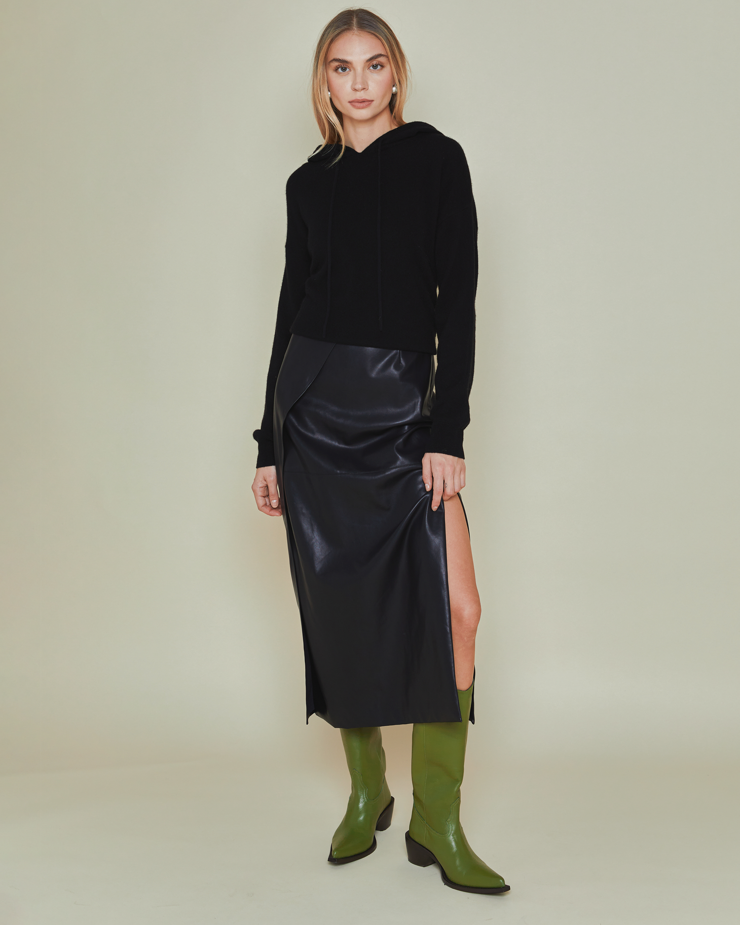 Vegan Leather Midi Skirt