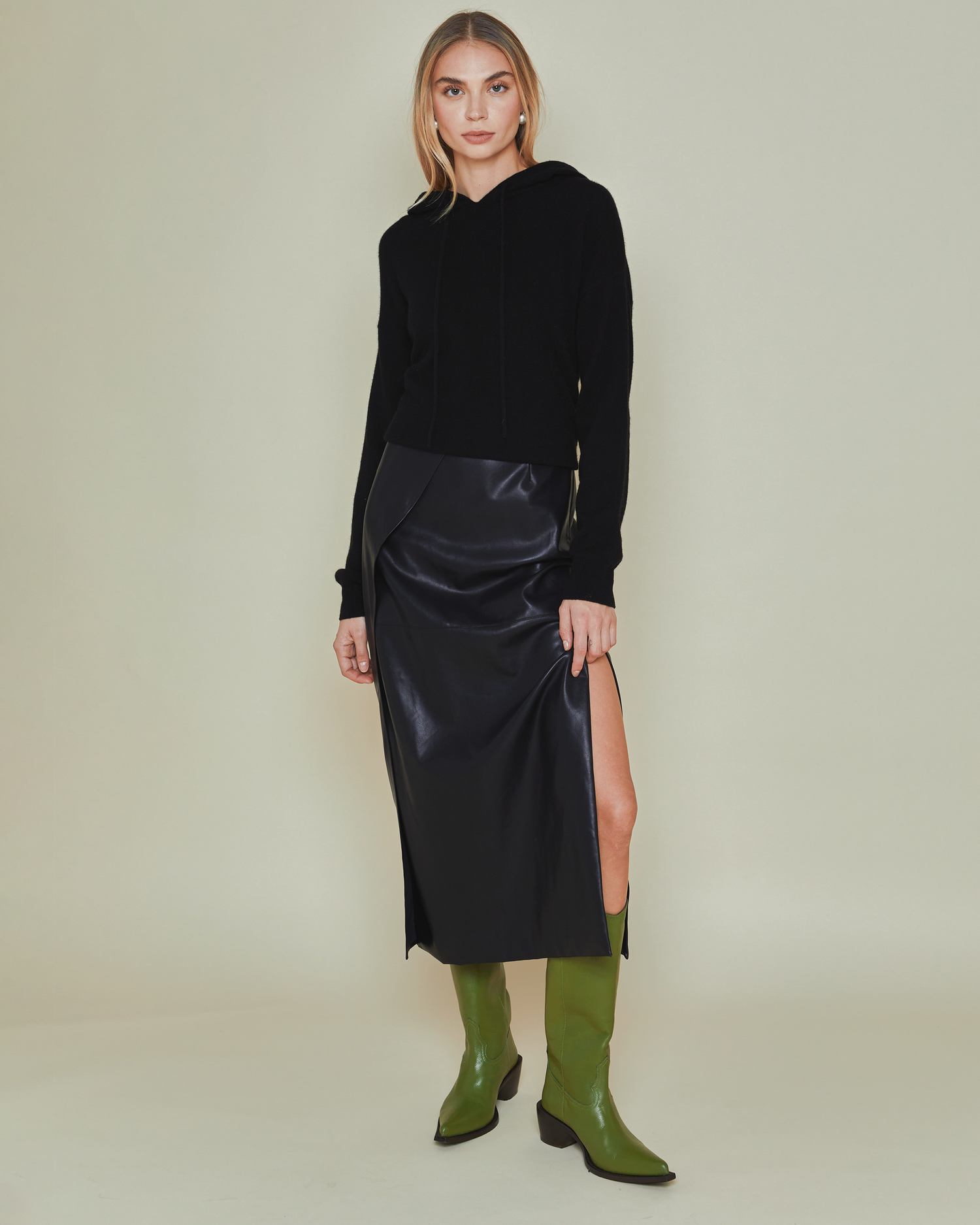 Vegan leather midi clearance skirt