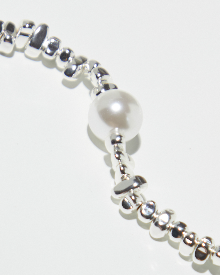 Beaded Silver and Pearl Necklace