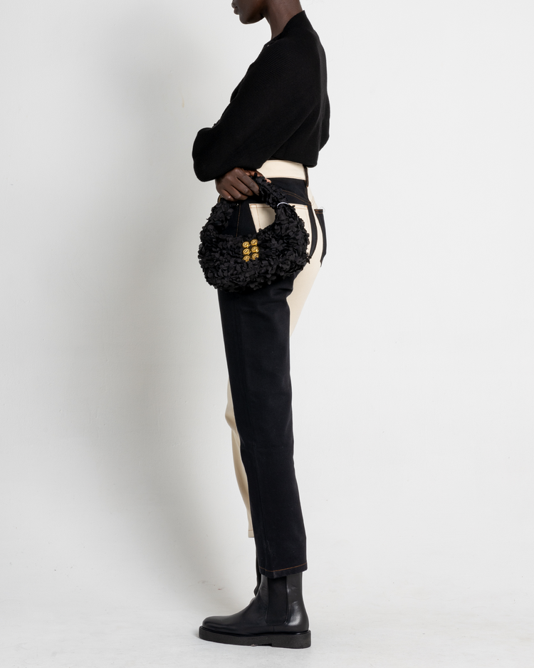 Fourth image of Naomi Cardi Set, a black top and cardi, knit, sweater tank, high neck, bolero, cardigan, sleeves, shrug