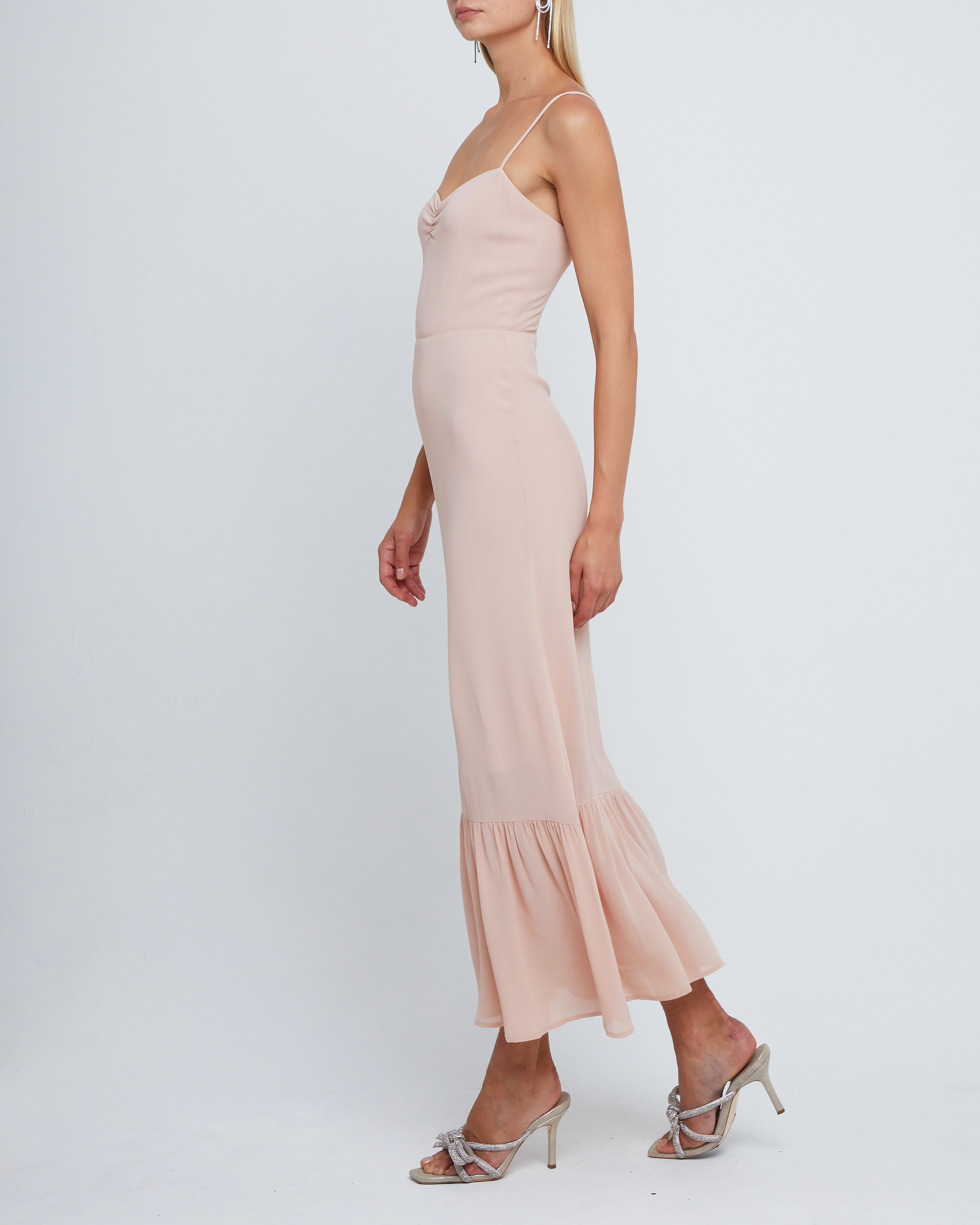 tiered pink bridesmaid dress Coast Women's Angel Sleeve Bridesmaid Maxi Dress